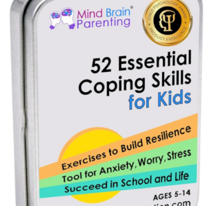 card deck with writing "52 Essential Coping Skills" for neurodiverse kids