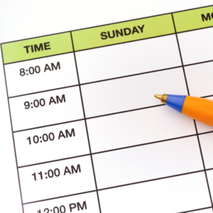 picture of a calendar showing time and day to support neurodiverse children